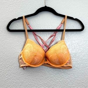 Victoria's Secret Orange and Pink Lace Bra